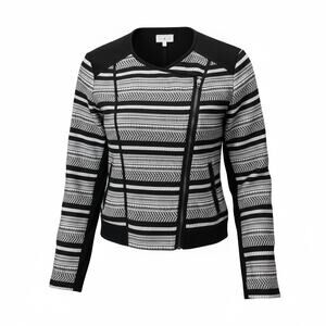 Lou & Grey black and white knit Moto jacket size medium M B170